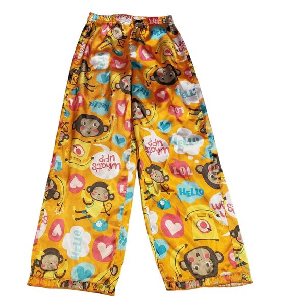 Carter’s Girls Silky Pajama Pants Size 8 Orange Monkeys What Up Hello - Picture 1 of 7